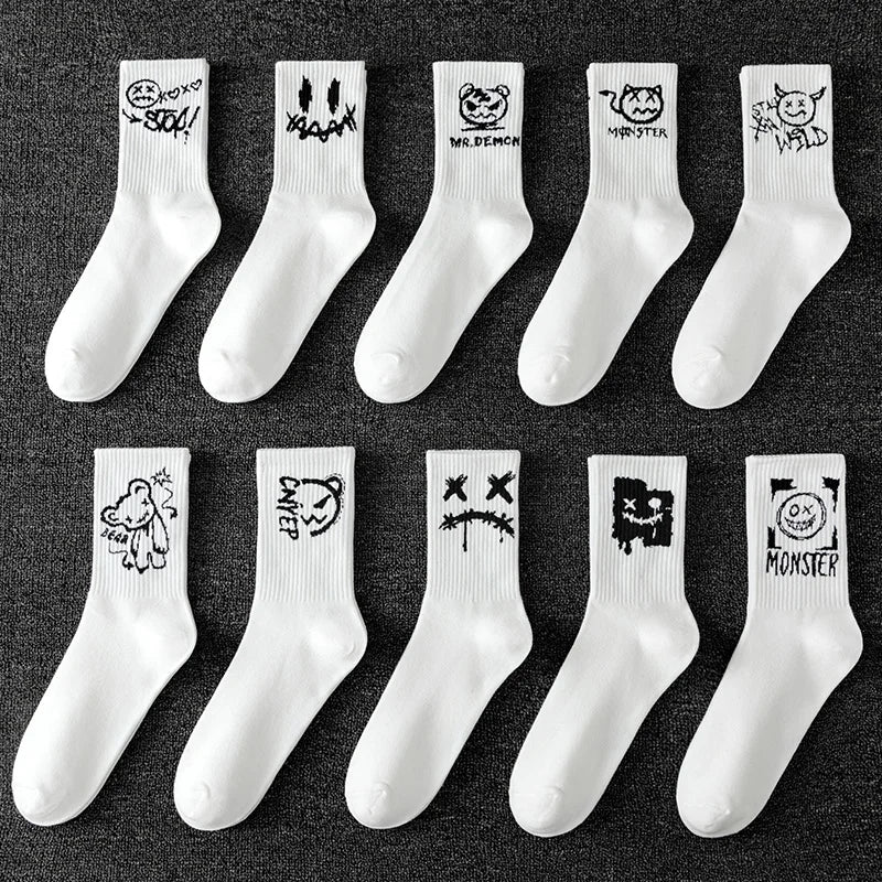 Ghost Graffiti - Pack de 10 Pares de Calcetines Deportivos para Hombre con Diseño Personalizado