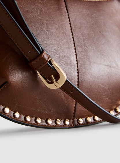 Paula Echevarría Faux Leather Studded Shoulder Bag